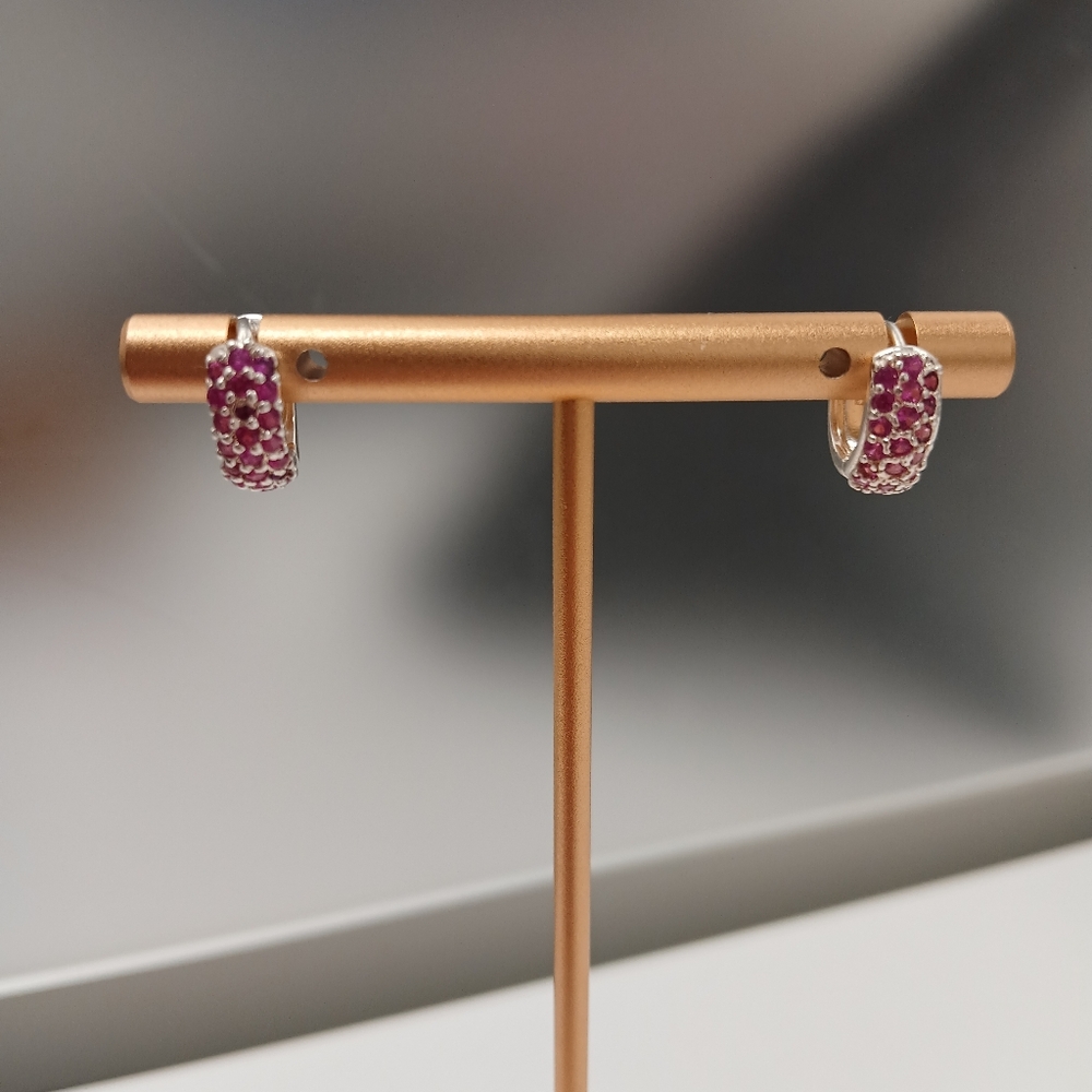 New Stunning Pink and White Gold Filled Mini Hoop Snap Earrings From Goldoro